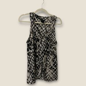 Ann Taylor tan and black snake print sleeveless top size L